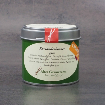 Korianderkörner Churfranken ganz, 45g Dose, Altes Gewürzamt