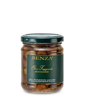 Taggiasca Oliven ohne Stein in Olivenöl von Olio Benza· 180 g · Glas