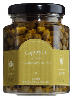 Mittelgroße Kapern in nativem Olivenöl extra, La Nicchia, Italien, 100 g