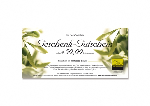 Olio Mediterraneo Geschenkgutschein - die genussvolle Geschenkidee